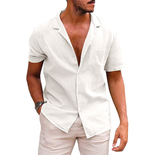 Men's Tops Casual Button Down Shirt Short Sleeve