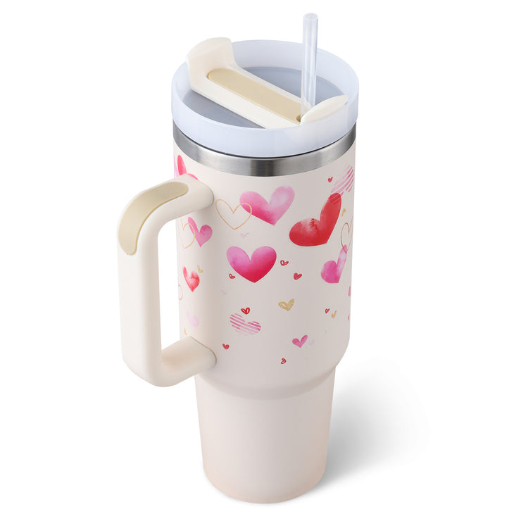 40 Oz Tumbler With Handle Straw Insulated, Stainless Steel Spill