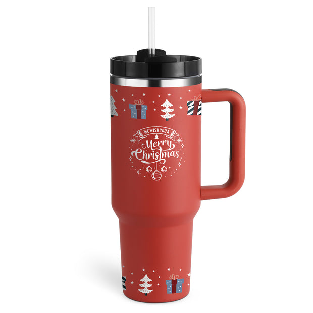 40 Oz Tumbler With Handle Straw Insulated, Stainless Steel Spill