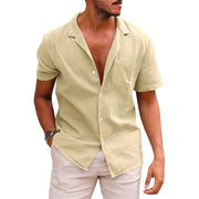 Men's Tops Casual Button Down Shirt Short Sleeve