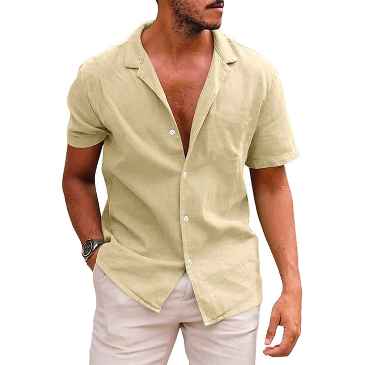 Men's Tops Casual Button Down Shirt Short Sleeve