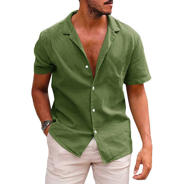 Men's Tops Casual Button Down Shirt Short Sleeve