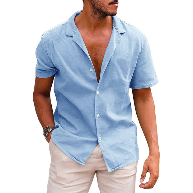 Men's Tops Casual Button Down Shirt Short Sleeve