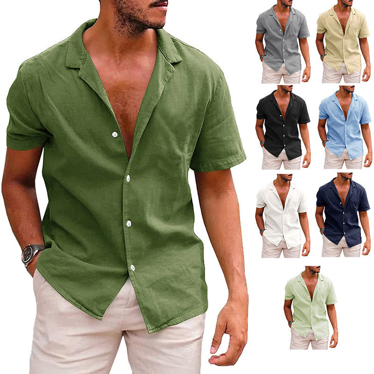 Men's Tops Casual Button Down Shirt Short Sleeve