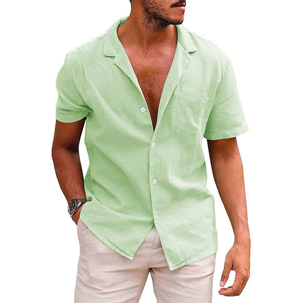 Men's Tops Casual Button Down Shirt Short Sleeve