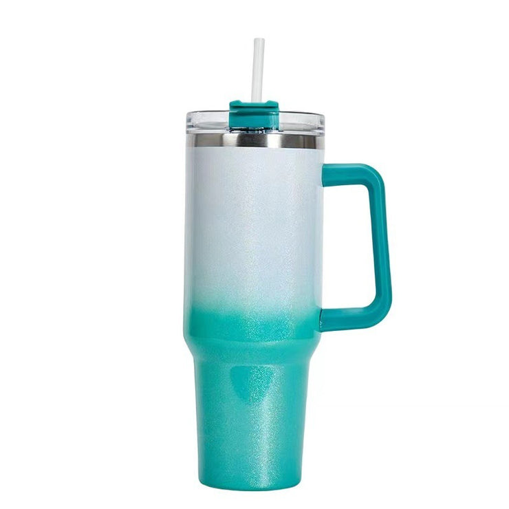 40oz Straw Coffee Insulation Cup With Handle Portable Car