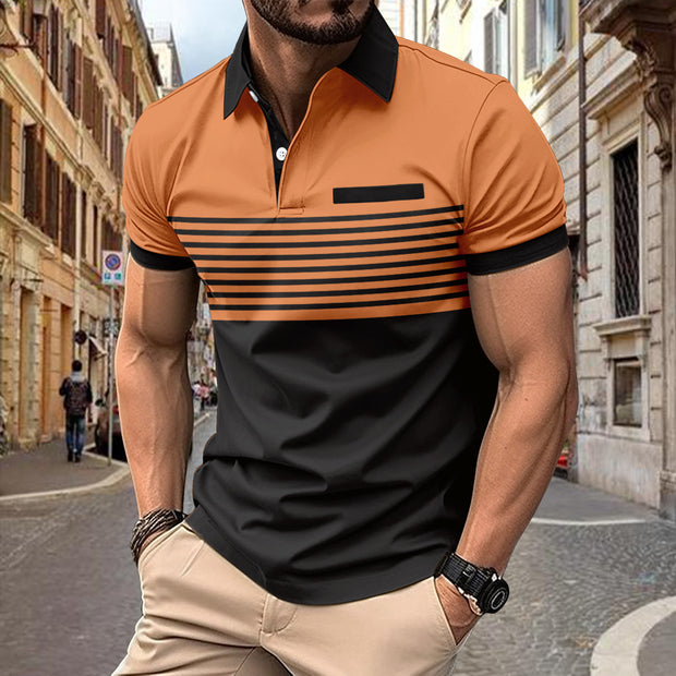 Men's Casual Striped Shirt With Chest Pocket