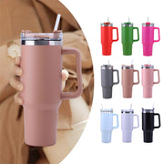 40oz Straw Coffee Insulation Cup With Handle Portable Car