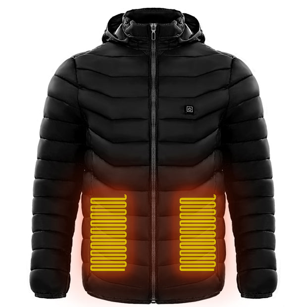 Men Heated Puffer Jacket Electric Heating Coat Insulated Hood Windbreaker 9Heat Zones