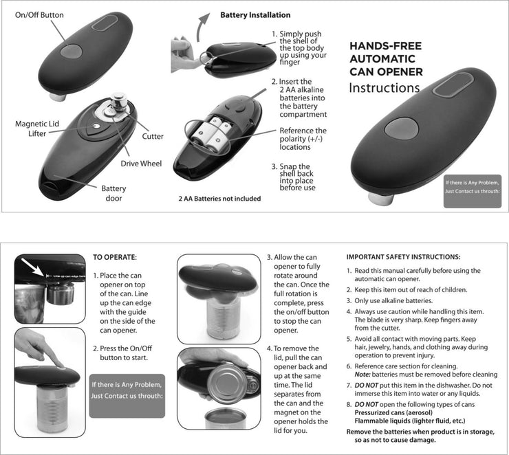 Electric Can Opener Automatic Jar Bottle Can Machine One Touch Portable