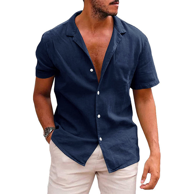 Men's Tops Casual Button Down Shirt Short Sleeve