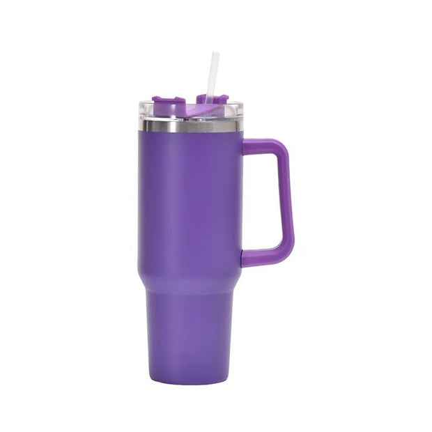 40oz Straw Coffee Insulation Cup With Handle Portable Car