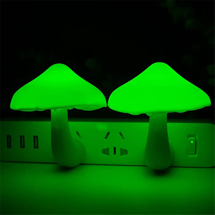 LED Night Light Mushroom Wall Socket Lamp EU US Plug Warm White