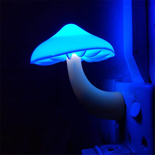 LED Night Light Mushroom Wall Socket Lamp EU US Plug Warm White