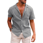 Men's Tops Casual Button Down Shirt Short Sleeve