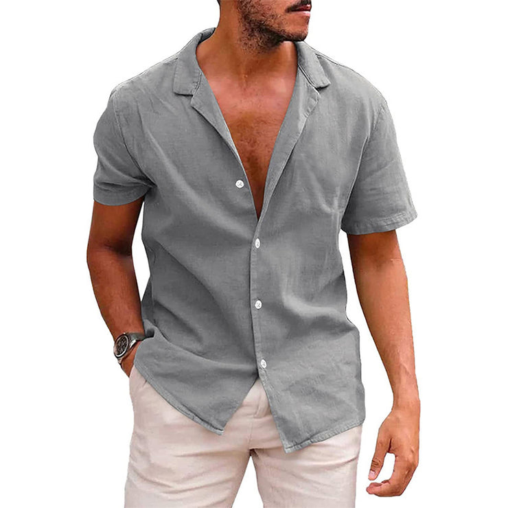 Men's Tops Casual Button Down Shirt Short Sleeve