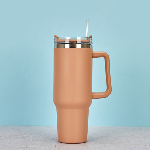 40oz Straw Coffee Insulation Cup With Handle Portable Car