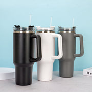 40oz Straw Coffee Insulation Cup With Handle Portable Car