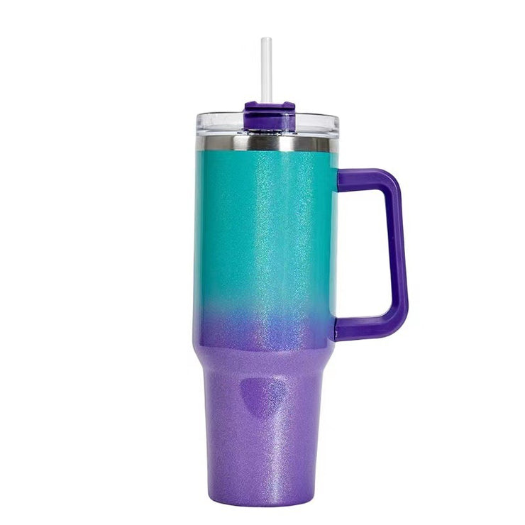 40oz Straw Coffee Insulation Cup With Handle Portable Car