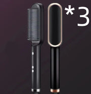 New 2 In 1 Hair Straightener Hot Comb Negative Ion Curling Tong Dual-purpose Electric Hair Brush