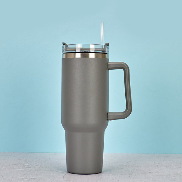 40oz Straw Coffee Insulation Cup With Handle Portable Car